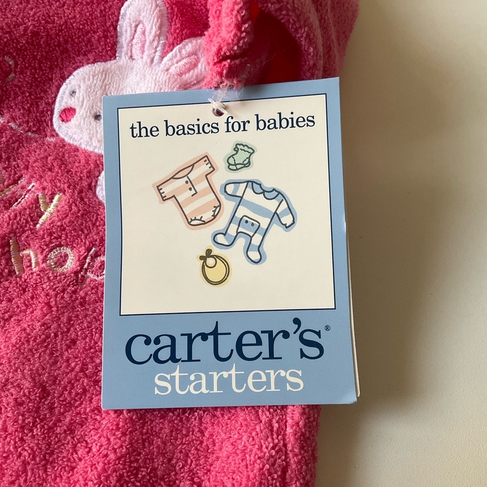 Carter's NWT Pink Plush Footed One-Piece with Bunny Applique - Picture 7 of 7
